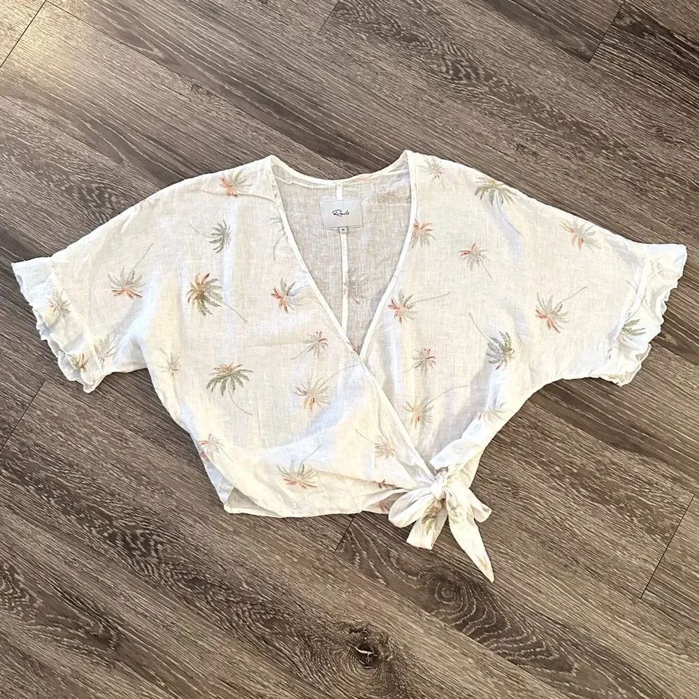 Rails Athena White Vintage Palms Wrap Top